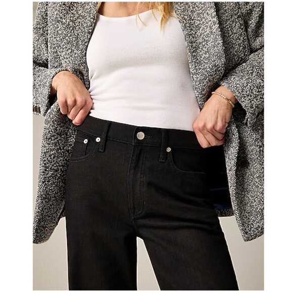 J. Crew Tall High Rise Slim Wide Jeans Semi Stretch Black Size 25T NWT - Picture 2 of 9